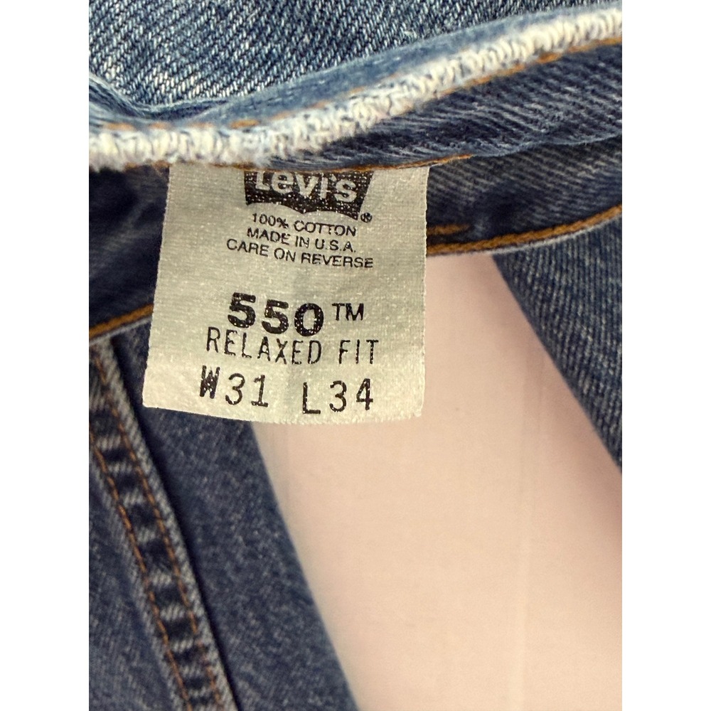 Vintage Levis 550 Relaxed Fit Jeans Men 31x34 USA Made Paint Splatter Distressed - Picture 5 of 11